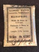 Illinois Factory Mainspring No. 47302 for 18s Pocket Watches - Steel