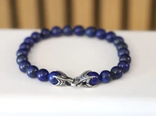 David Yurman Men's 8mm Spiritual Beads Bracelet with Lapis Lazuli 8.5"