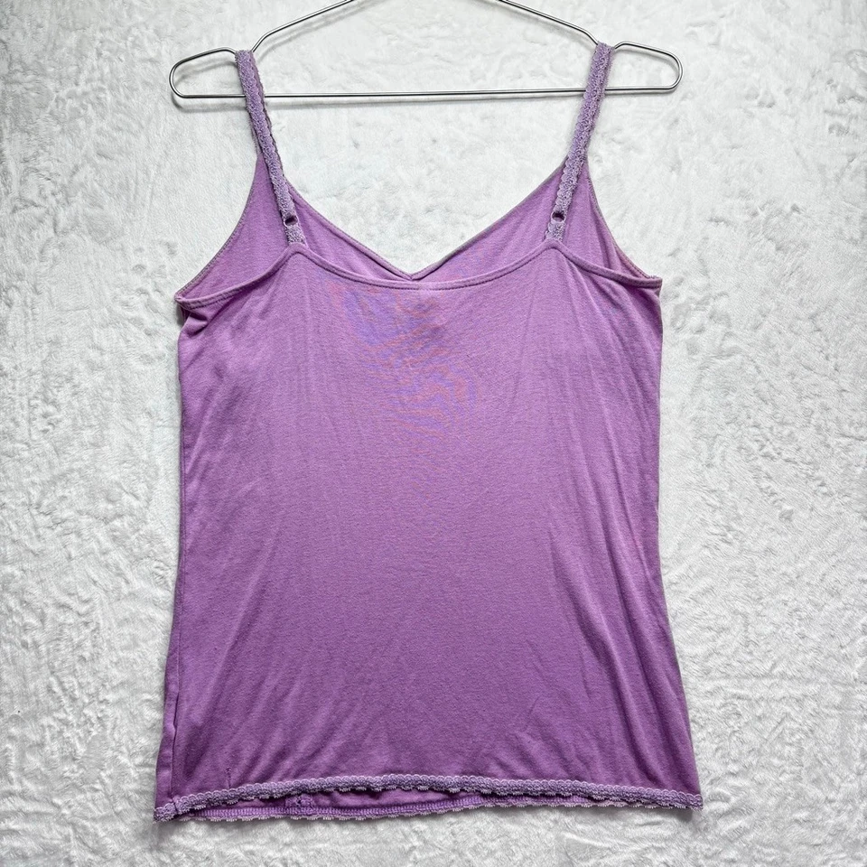 Camiseta sin mangas Y2K Babydoll Cami con ribete de encaje lavanda azul marino antiguo para niñas talla grande Foto 3 de 4