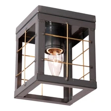 Irvin's Country Tinware Single Ceiling Light with Brass Bars in Country Tin