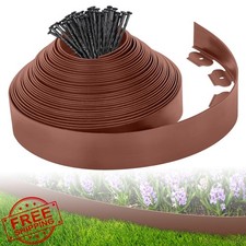 Brown 3x50 FT Landscape Edging Border Garden Flower Bed Lawn 75 Stakes