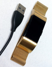 Fitbit Charge 2 Fitness Tracker Gold Black Stainless Steel Mesh Band