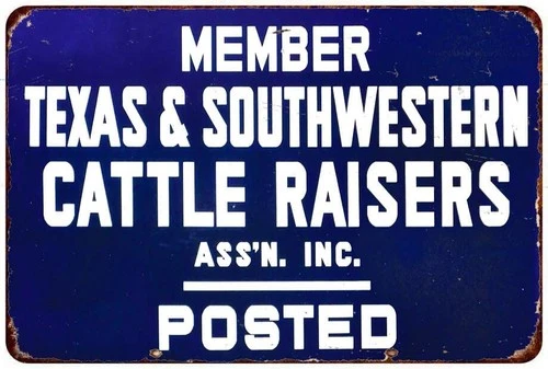 Texas Southwestern Cattle Raisers Vintage Tin Metal Signs Home Décor 8x12