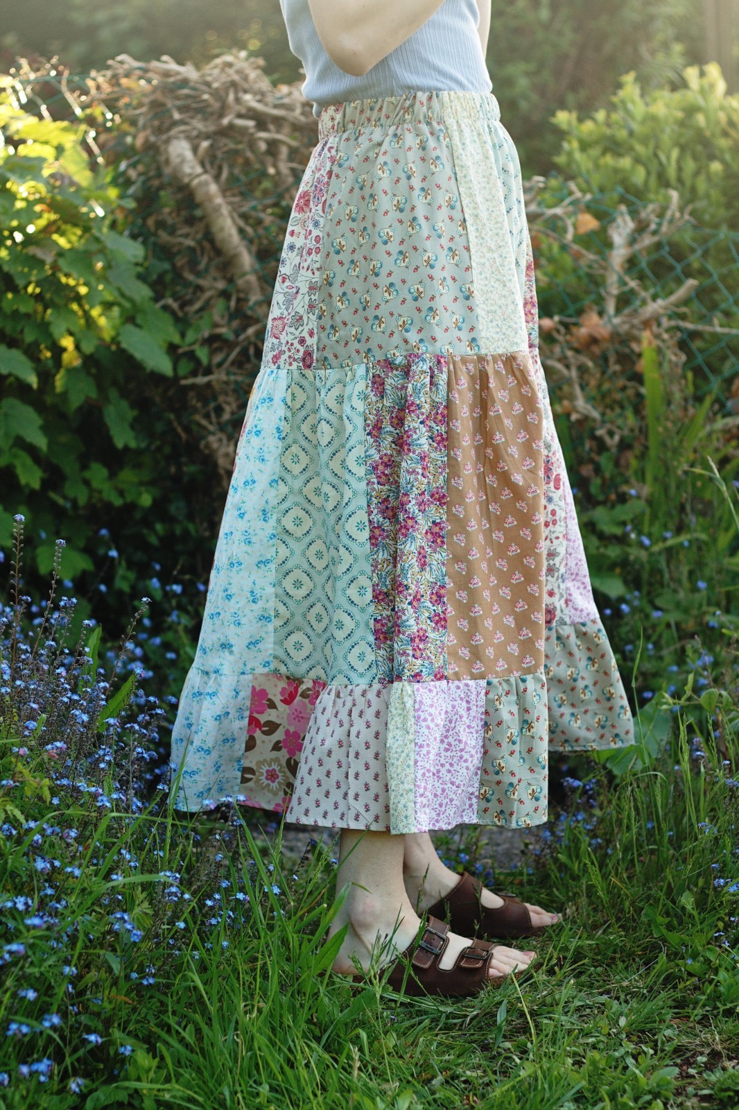 Maxi Falda Larga Terrosa Hippie Boho Festival Pradera Gitana Retazos 8-10
