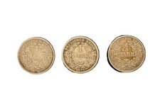 GERMANY EMPIRE 1 MARK SILVER COINS, 1876F, 1874F, 1903A