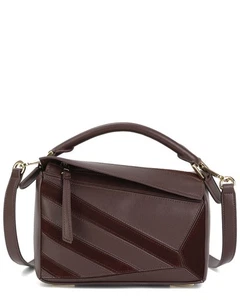 Tiffany & Fred Paris Cuir & Suede Sac à épaule géométrique Brun des femmes
