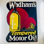 Wadhams Tempered Motor Oil Porcelain Enamel Classic Vintage Sign 9" x 7" inch