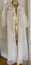 Vintage 50s Sheer Double Chiffon Peignoir Robe Puff Sleeve Size M Wounded Bird
