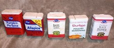 Vintage Spice Tins Set of 5 Mixed Brands with Lids Made In The USA