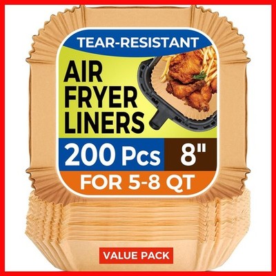 Vailnd Air Fryer Paper Liners 200Pcs Air Fryer Liners Disposable 8 Square Paper