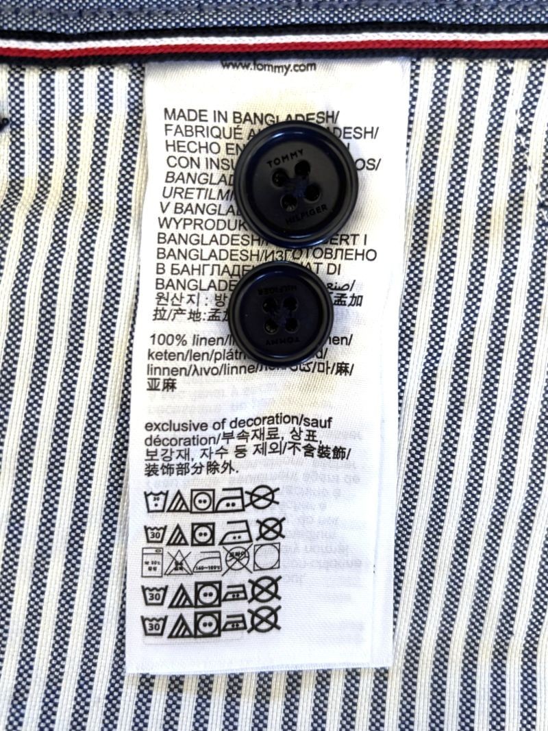 Men's W40 XXL Linen Hilfiger Navy Blue White Geo Print 'Brooklyn' Shorts Stretch thumbnail 9