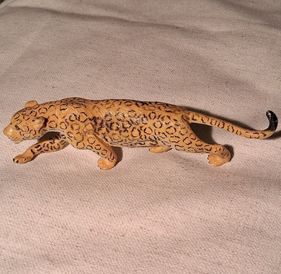 Plastic Leopard Figurine Collectible 8 Inch Yellow Black Spots Made in China