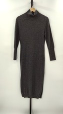 Quince Women Mongolian Cashmere Turtleneck Midi Sweater Dress Charcoal S