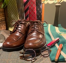 CHAPS RALPH LAUREN MEN 8 M BROWN OXFORD DRESS SHOES DETAILED POLISHED NEW LACES