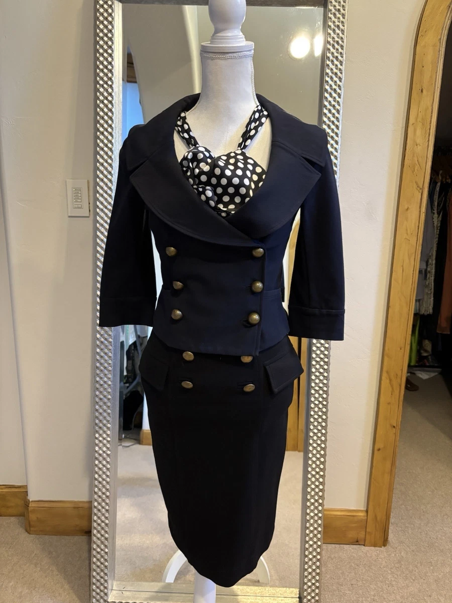 Veste Blazer DVF Diane Von Furstenberg BRADY à Paillettes - Taille 6, Bleu Marine - NEUF Avec étiquettes (valeur $545)