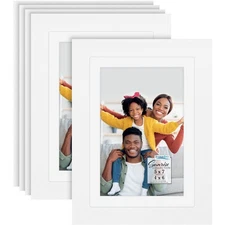 Icona Bay - 5x7 Mat to 4x6 Picture Frames - White, 5 4x6, White 