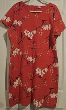 Old Navy XXL Women's Red Orange Floral Spring Summer Short Sleeve T Shirt Dress