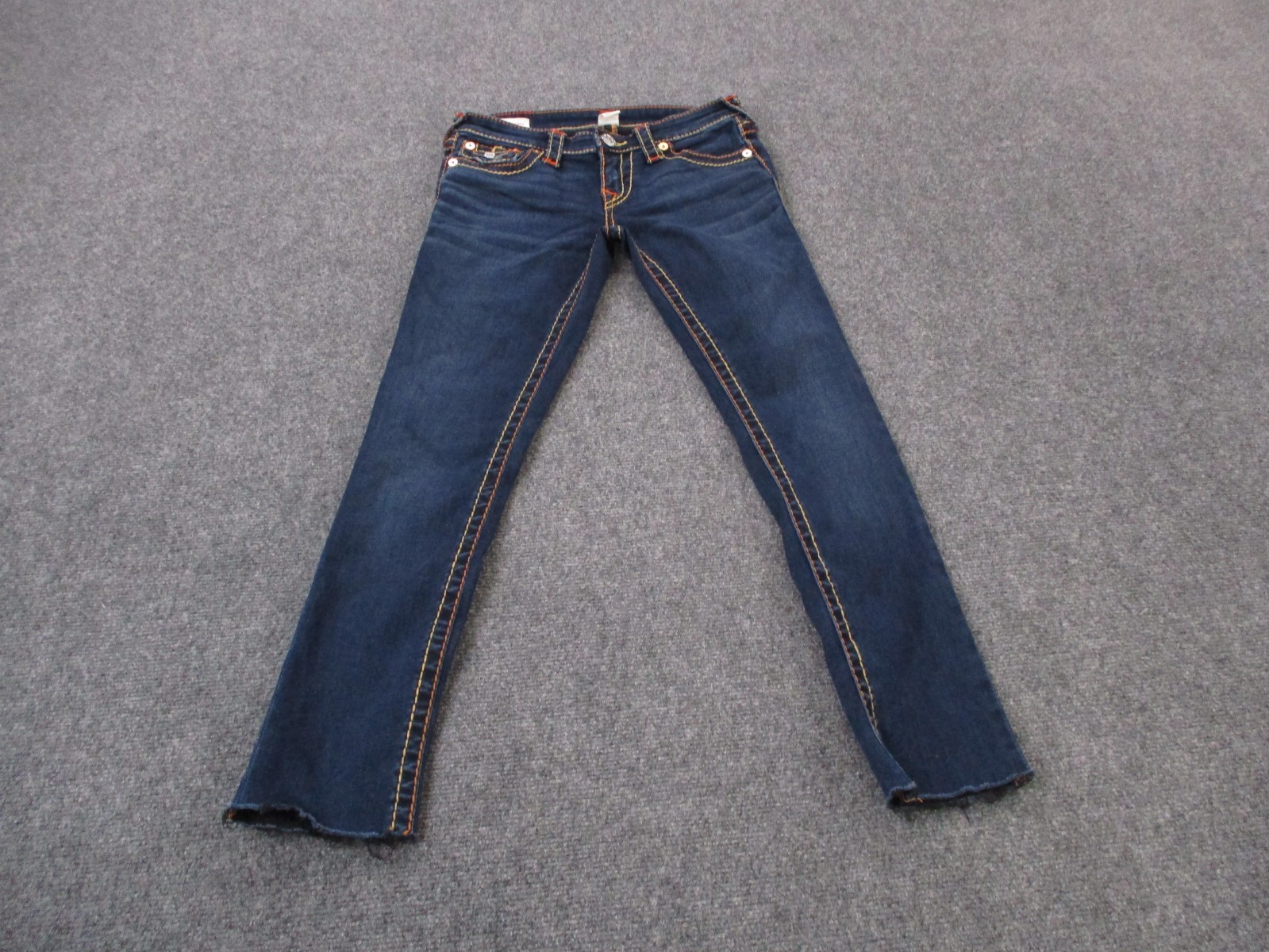 True Religion Jeans Womens 27 Denim Skinny Low Rise Stella Y2K Stretch Cut Off