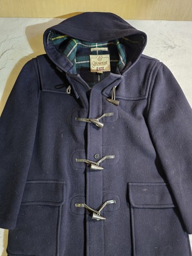 Vintage Gloverall Duffle Toggle Coat England Womens Sz 12 US 36 UK Black & Plaid - Picture 2 of 16