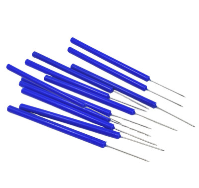 Lab Dissecting Teasing Needles with Plastic Handles STR Pins 12/Pack - Blue