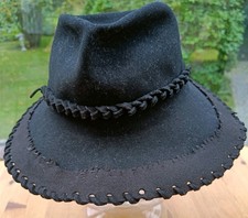 Damenhut Vintage weite Krempe Filz Schwarz 30er Jahre Filzhut