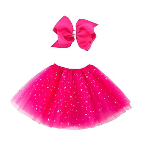 Girls Layered Stars Sequins Tutu Skirt Princess Ballet Dance One Size Rose