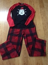 boys Red/Black Christmas PJ's Sz L 14-16