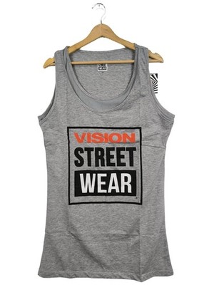 VISION STREET WEAR Sporttop Damen Top Gr. DE 44 hellgrau Casual-Look