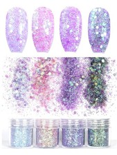 5 Bottles Beige Chunky Glitter For Nail Art DIY Cosmetics Craft