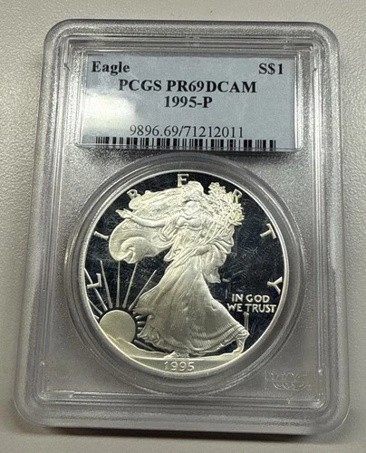 1995-P Proof Silver Eagle $1 PCGS PR69 DCAM Deep Cameo American Silver Eagle