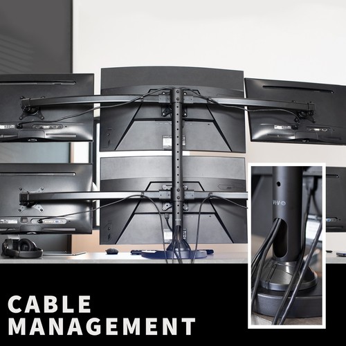 USED Hex LCD Monitor Desk Mount Stand Heavy Duty Adjustable 6 Screens up to 27" - Afbeelding 5 van 8