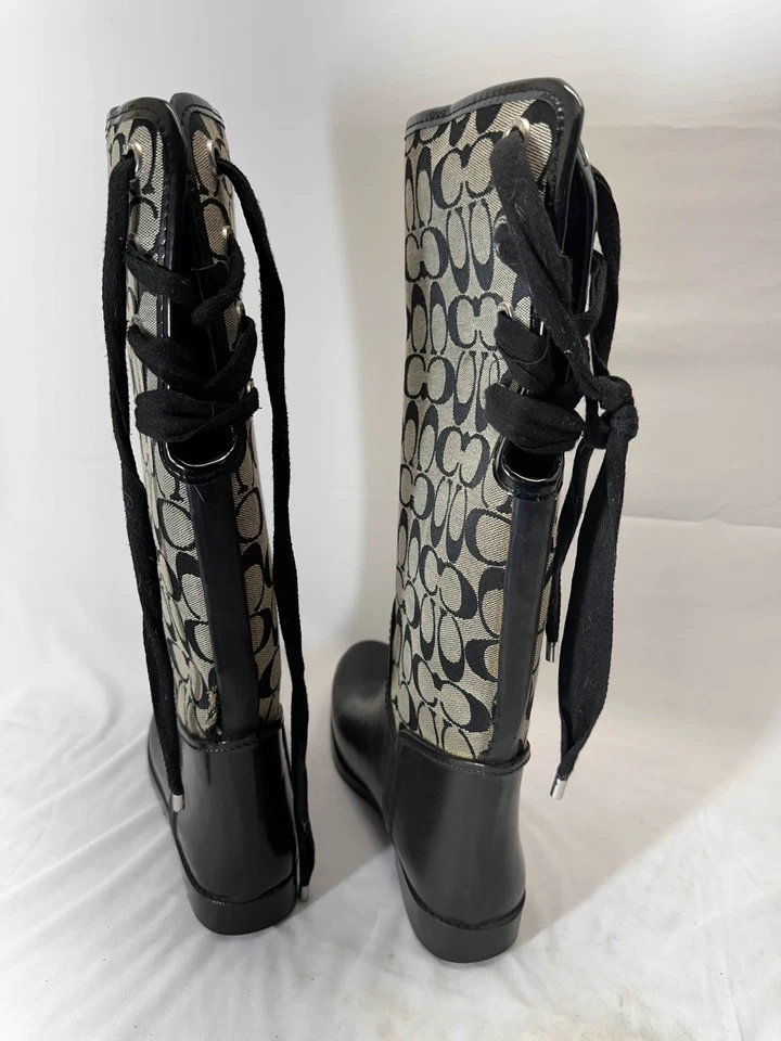 Coach Tristee дождя ботинки коричневый подпись логотип изолированный шнурует вверх женщин Sz 10B - Изображение 4 из 4