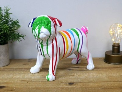 Einzigartige & individuelle Tropfkunst Stil Mops Hund Figur Ornament