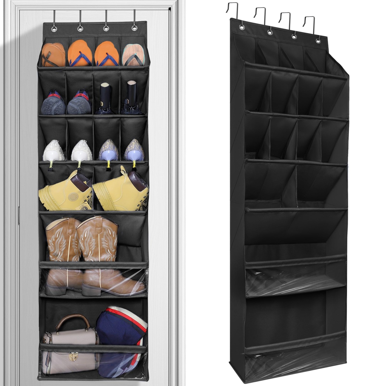 Over The Door Shoe Organizer with Deep Pockets for Narrow Spaces-image