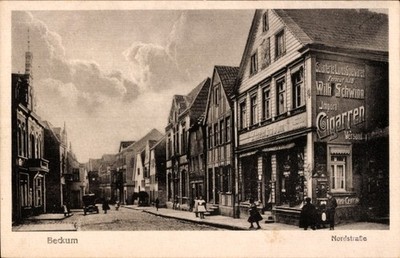 Postcard Beckum in Westphalia, Nordstraße, shops, facade advertising - 4613511