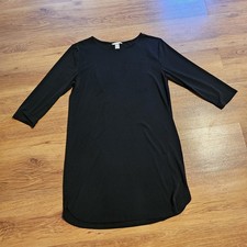 H&M Basic Women's Black Round Neck 3/4 Sleeve Short Bodycon Dress Size S