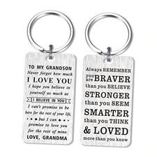 MOQIYXL To My Grandson Keychain Gifts Inspirational Grandson from Grandma