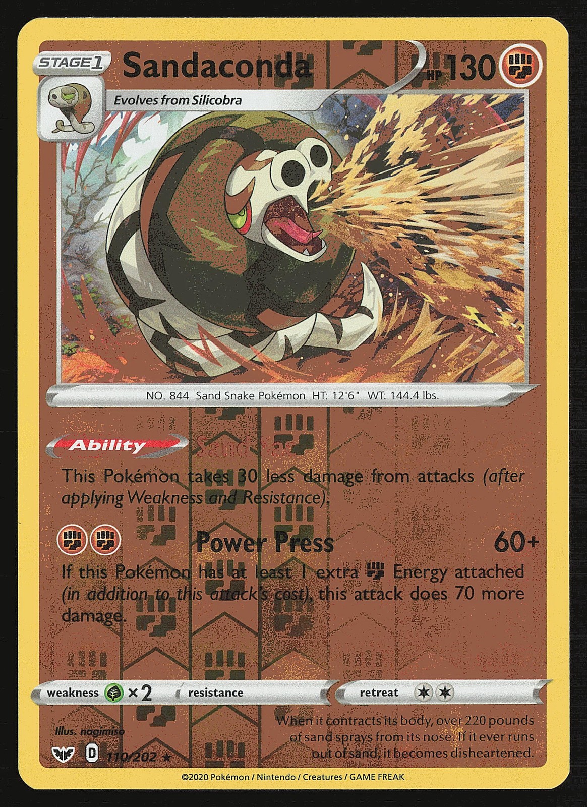 SWSH01: Sword & Shield Base Set Sandaconda (110) #110/202 Reverse Holo Pokemon