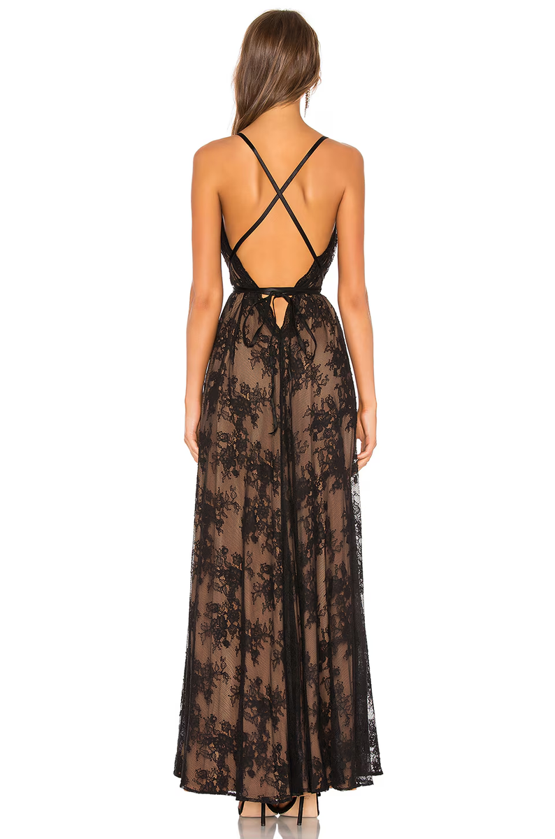 Michael Costello x REVOLVE Paris Gown M Black Lace Formal Dress | eBay