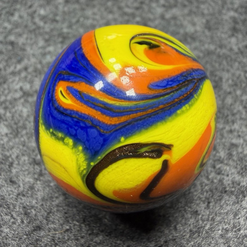 Handmade Marble Gold Lutz ( Flame - Swirl ) 1  1/2 + Inches (Z11)