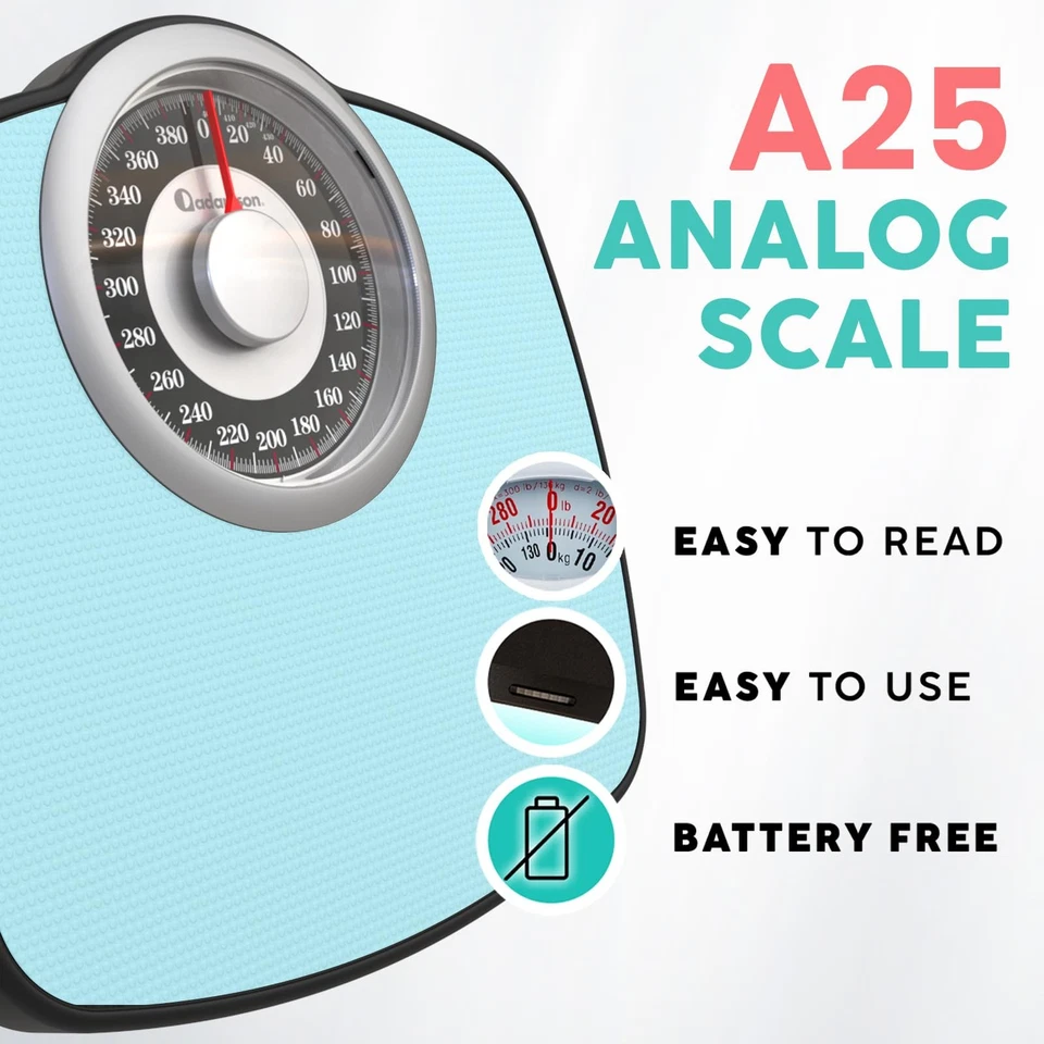 Básculas A25 para peso corporal - hasta 400 lb - esfera de 5,3" en placa de 12,4" x 10,2"... Foto 2 de 4