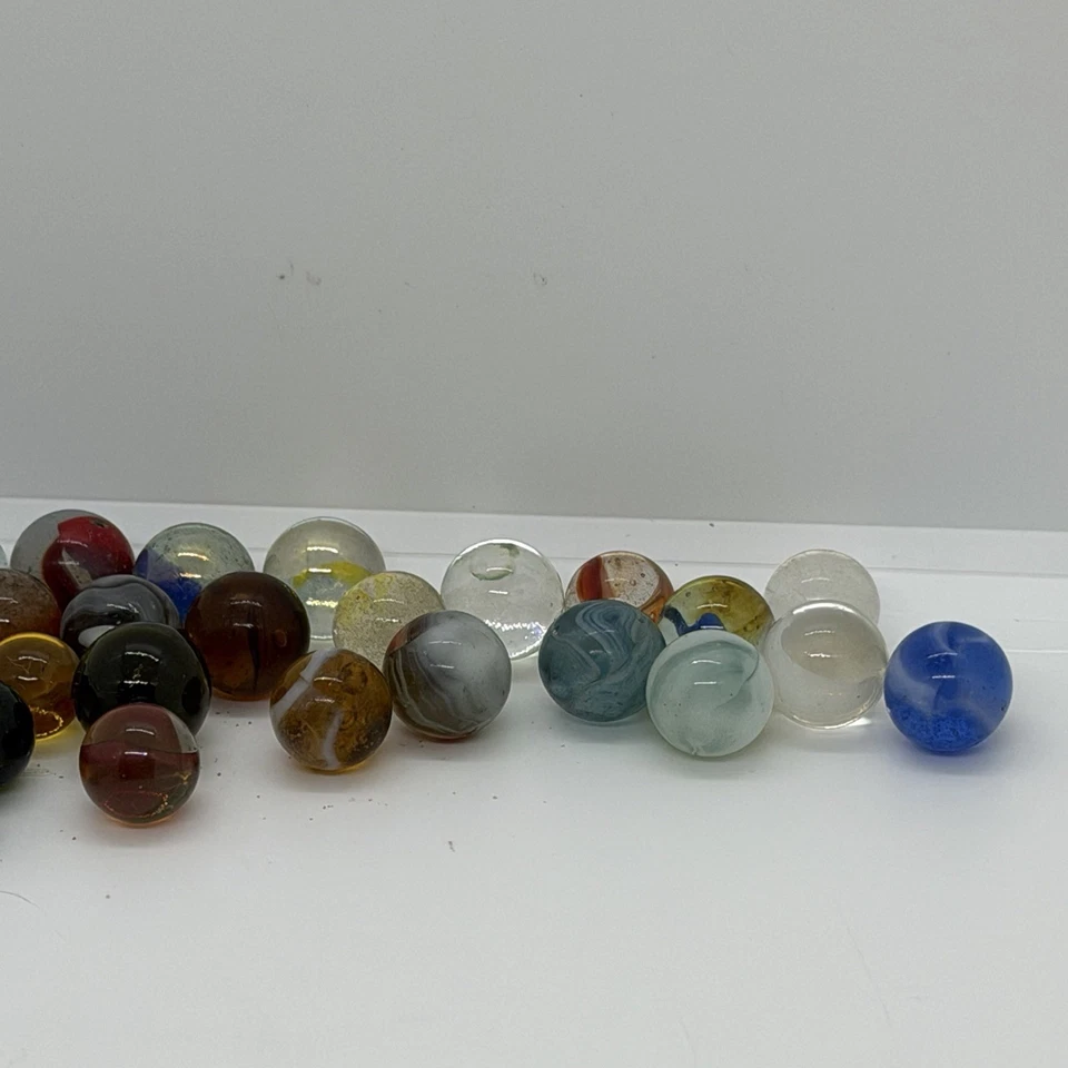 "Lote de 35 canicas vintage hechas a máquina remolinos mixtos colores 7,5 oz 9/16-3/4""" Foto 3 de 4