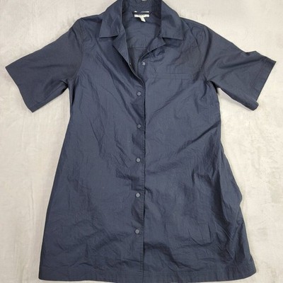 COS Navy Cotton Button-Down Women's Collared Shift Pocket Dress | Size S