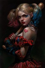 original drawing 20 x 30 cm 107SkV artwork pastel modern Harley Quinn
