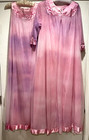 VTG  Gossard Artemis Tie Dyed Pink Peignoir Sheer MaxI Gown Robe Satin Trim — photo 2