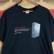 Vintage 00s Oracle Exadata v2 Computer Black T-shirt | Size Mens XL