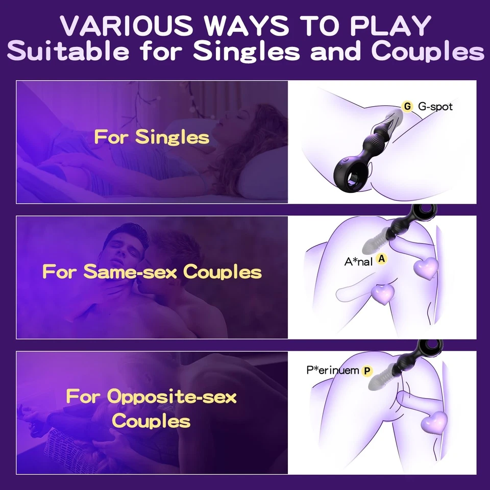 Thrusting Anal Butt Plug Dildo Vibrator Prostate Massager Sex Toys For Men Women - Image 4 of 4