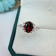 Natural Garnet Ring, January Birthstone, Engagement Ring, Women's Gift Ring