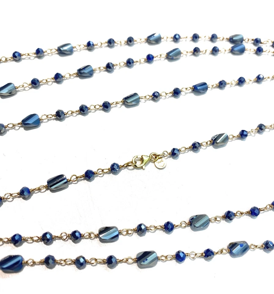 Collarino versatile sofisticato ematite tonalità blu placcato oro diWa Jewels - Immagine 2 di 4
