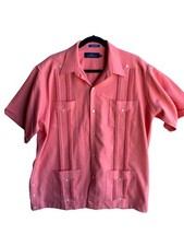 Mariscal Men  s Cuban Guayabera Shirt Classic 4 Pocket Pintuck Pleated Size L